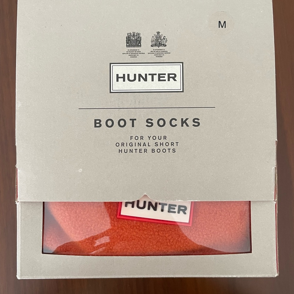 HUNTER short rain/rubber boot socks, orange, new in box
